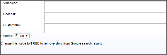FIG. 1 – The control in the Digital editUI that will mark a story for de-indexing on Google.